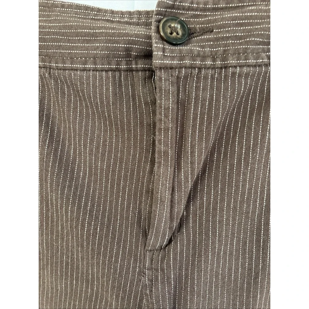 St John's Bay Bermuda Shorts Women SZ 16W Brown W/White Pinstripes Stretch Style